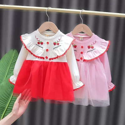 dress four strawberry pink renda (051802) dress anak perempuan (only 2pcs)